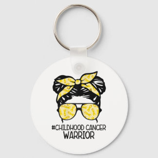 Zqxj Messy Bun Yellow Ribbon Childhood Cancer Warr Keychain