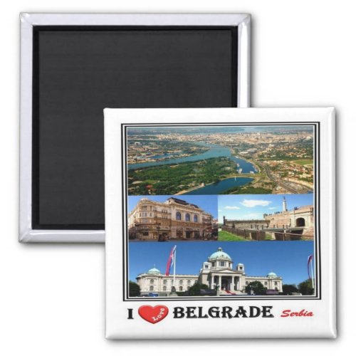 zRS003 BELGRADE I Love Serbia Europe Fridge Magnet
