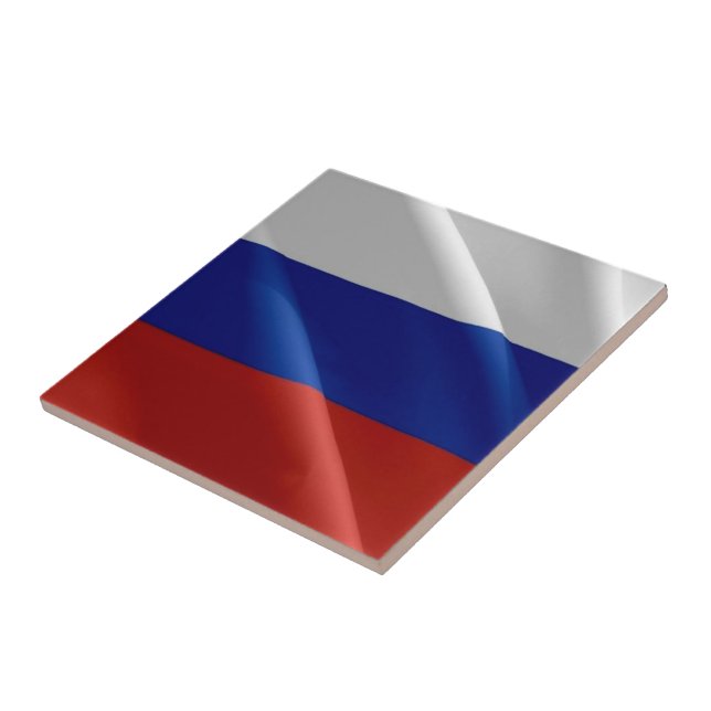 zRU002 RUSSIAN waving FLAG RUSSIA, Ceramic Tile (Side)