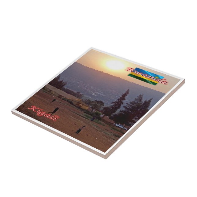 zRW006 KIGALI, Rwanda by Night, Africa,  Ceramic Tile (Side)