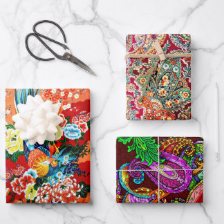 Zsa Zsa Paisley, Mah Jongg and Melange Wrapping Paper Sheets