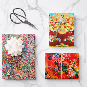 Zsa Zsa Paisley, Mah Jongg and Melange Wrapping Paper Sheets