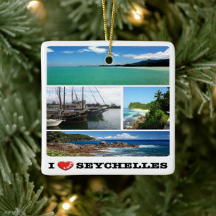 zSC021 SEYCHELLES, I Love, Mahé, Mosaic, Ceramic Ornament