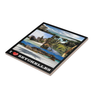 zSC024 SEYCHELLES, I Love, La Digue, Mosaic, Ceramic Tile