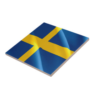 zSE002 SWEDISH waving FLAG SWEDEN, Ceramic Tile