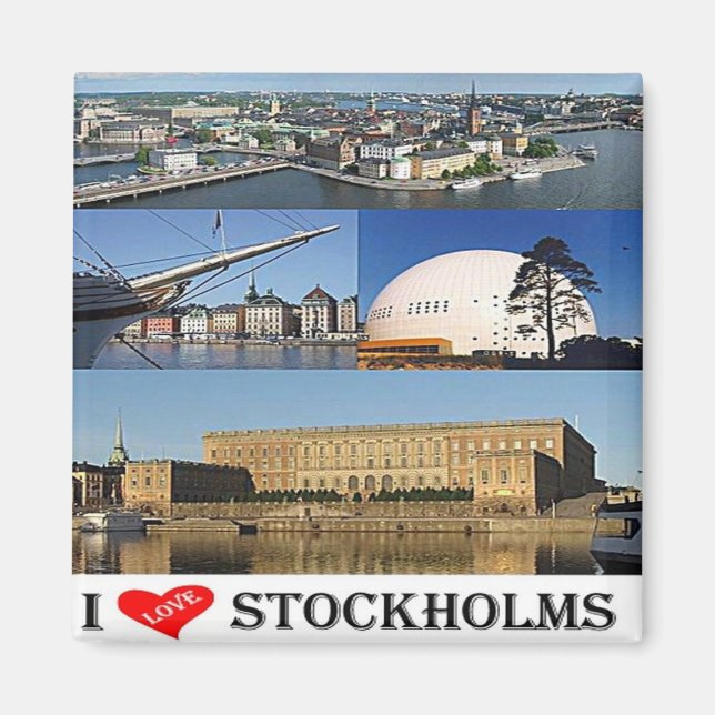 zSE020  STOCKHOLM "I LOVE". Sweden, Europe, Fridge Magnet (Front)