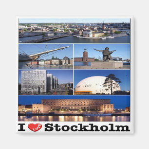 zSE021 STOCKHOLM "I LOVE". Sweden, Europe, Fridge Magnet