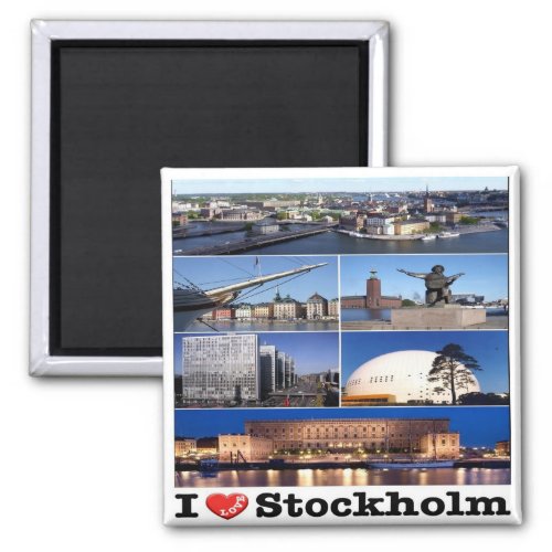 zSE021 STOCKHOLM I LOVE Sweden Europe Fridge Magnet