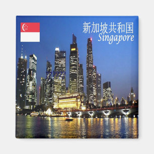 zSG013 SINGAPORE skyline evening  LION CITY Fridge Magnet