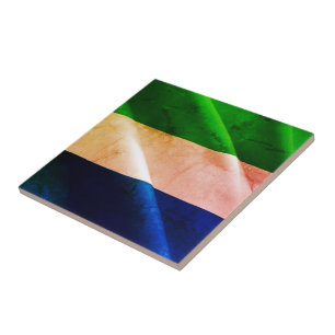 zSL002 SIERRA LEONE, Waving Flag, Africa, Ceramic Tile