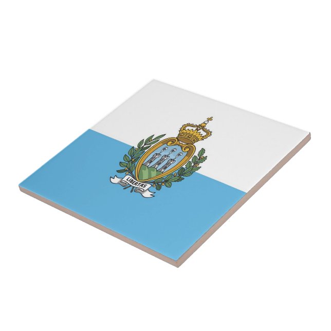 zSM001 SAN MARINO FLAG, Europe, Ceramic Tile (Side)