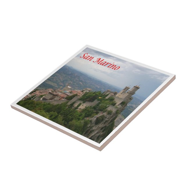 zSM007 MONTE TITANO panorama, San Marino, Ceramic Tile (Side)