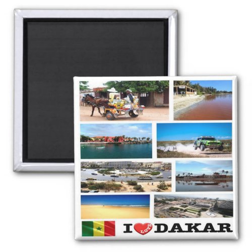 zSN013 DAKAR I Love Mosaic Senegal Fridge Magnet