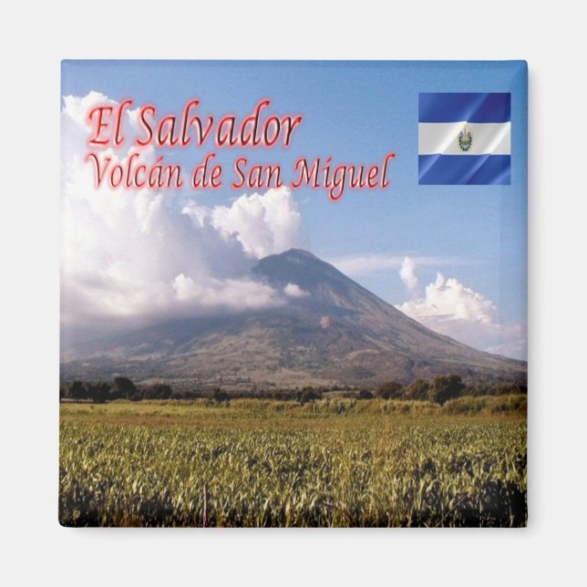 zSV008 EL SALVADOR, Volcano San Miguel, Fridge Magnet (Front)