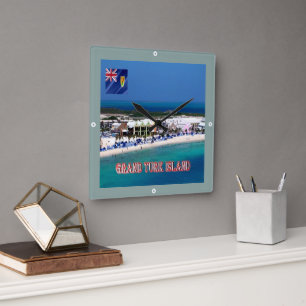 zTC005 GRAND TURK ISLAND, Turks and Caicos, Square Wall Clock