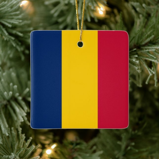zTD001 CHAD, Flag, Africa, Ceramic Ornament (Tree)