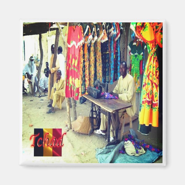zTD003 CHAD,  Market in Chad, Africa, Fridge Magnet (Front)