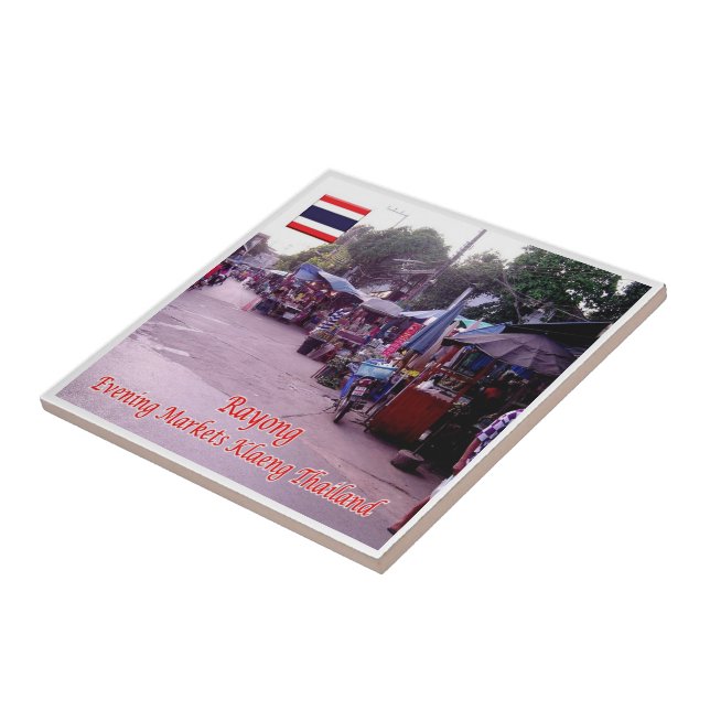 zTH013 RAYONG Evening Markets Klaeng, Thailand, Ceramic Tile (Side)