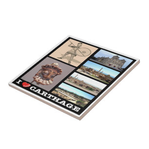 zTN016 CARTHAGE I Love, Mosaic, Tunisia, Ceramic Tile