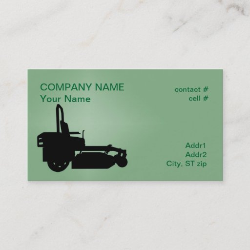 Customizable ZTR grass mower Business Card