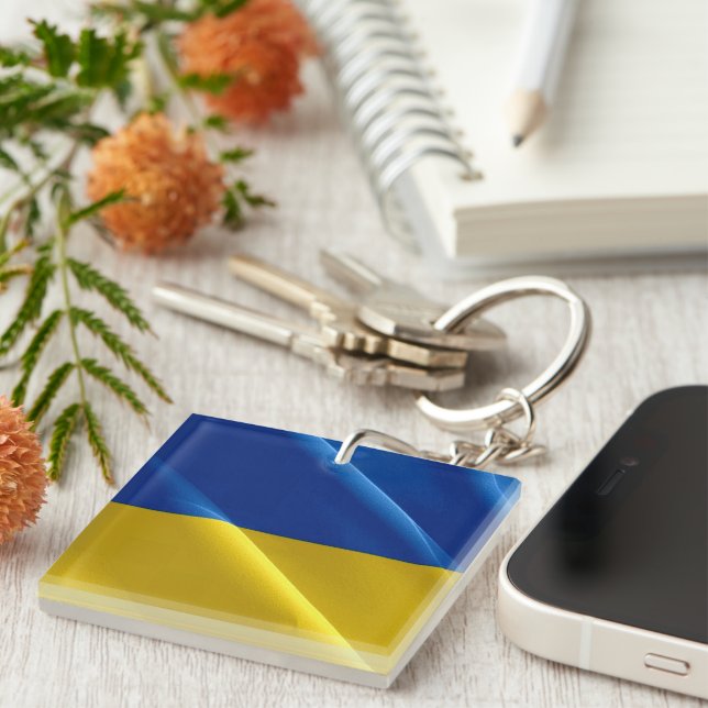 zUA002 UKRAINE waving FLAG ukrainian,  Keychain (Front Right)