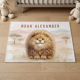 Zuberi Cute Safari Fluffy Leopard Name Kids Room Rug