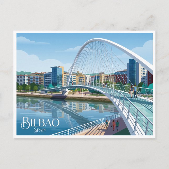 Zubizuri Bridge Bilbao Spain Postcard (Front)