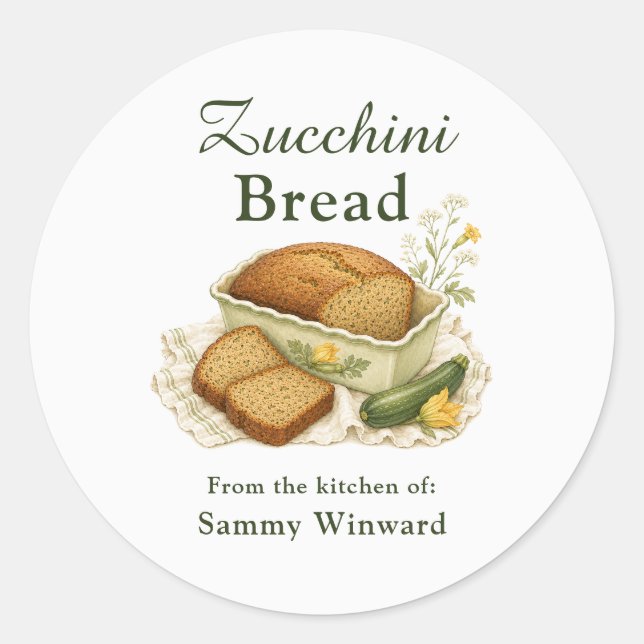 Zucchini Bread Homemade Gift Label (Front)