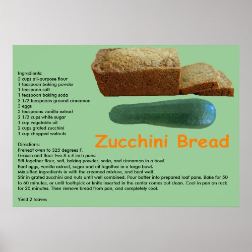 Zucchini Bread Recipe Print