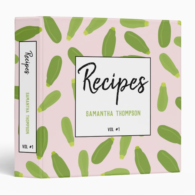 Zucchini Courgette Summer Squash Pattern Recipes 3 Ring Binder (Front/Spine)