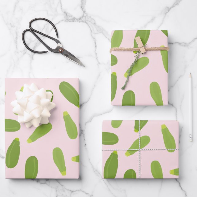 Zucchini Courgette Summer Squash Pattern Wrapping Paper Sheets (Front)