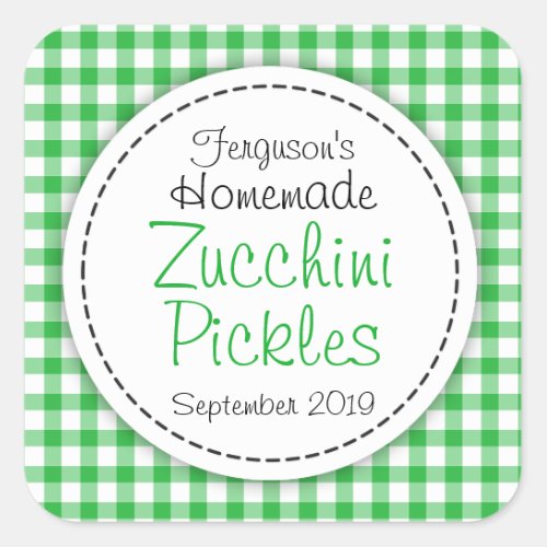 Zucchini pickles green white jar food label