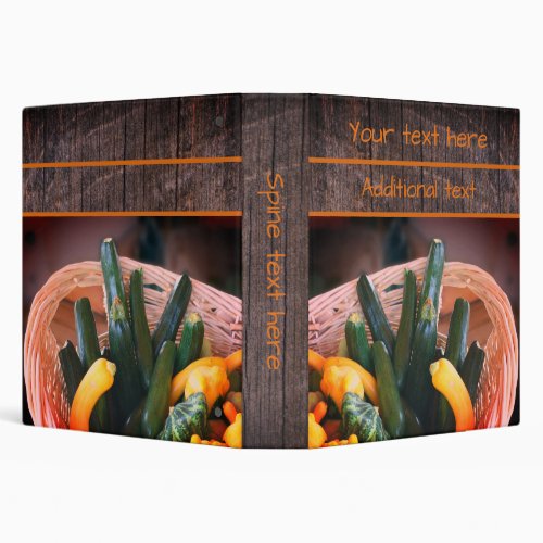 Zucchini Squash Gourds Vegetables Personalized 3 Ring Binder