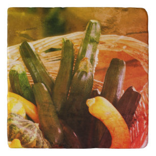 Zucchini Summer Squash Gourds Vegetables Vintage  Trivet