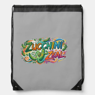 Zucchini Zeal – Fun Vegetable Graphic T-Shirt Drawstring Bag