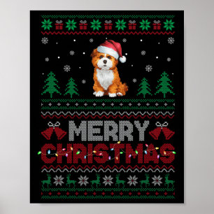 Zuchon Dog Lovers Santa Hat Christmas Tree Lights  Poster