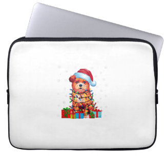Zuchon Dog Ugly Xmas Lights Santa Hat Zuchon Dog C Laptop Sleeve