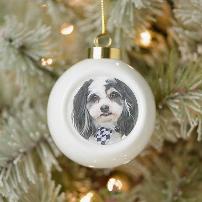 Zuchon Portrait Ceramic Ball Christmas Ornament (Tree)