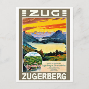 Zug, Zegerberg mountain, Switzerland, vintage Postcard