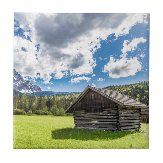 Zugspitze Alm Panorama Garmisch-Partenkirchen Post Ceramic Tile (Front)