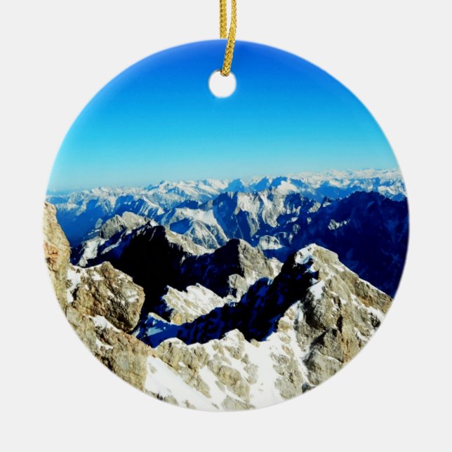 Zugspitze Germany German Alps Ceramic Ornament (Front)