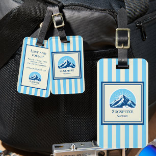 Zugspitze Germany stripes Mountain ski resort  Luggage Tag
