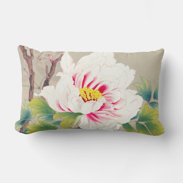 Zuigetsu Ikeda Pink Camellia japanese flower art Lumbar Pillow (Front)