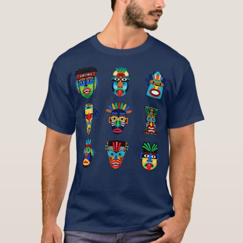 Zulu Aztec Warrior masks T_Shirt
