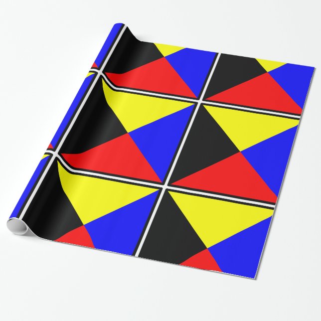 Zulu: blue,red,black,yellow wrapping paper (Unrolled)