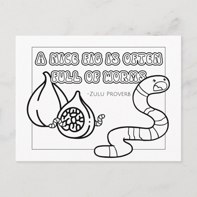 Zulu Proverb Coloring Postcard (Front)