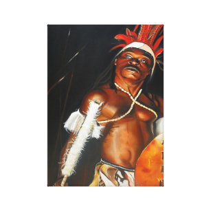 Zulu Warrior African 20 x 16 Canvas Print