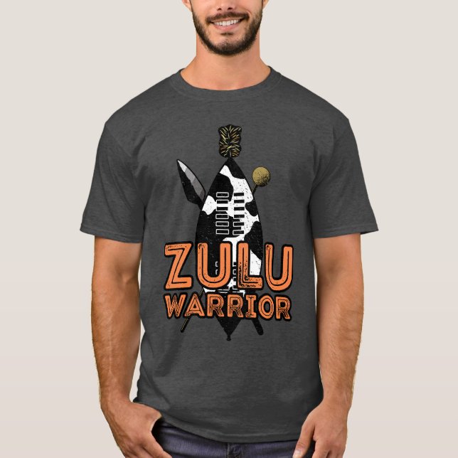 Zulu Warrior Shield Spear Knobkerrie Africa  T-Shirt (Front)