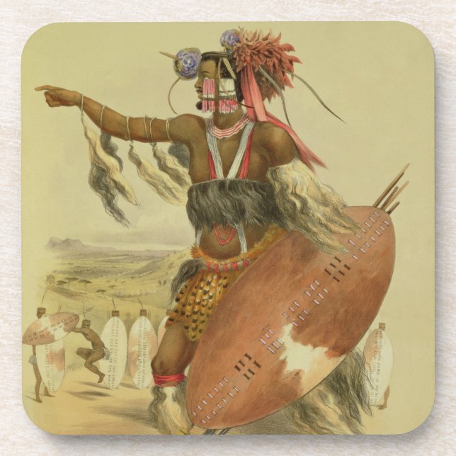 Zulu warrior, Utimuni, nephew of Chaka the late Zu Drink Coaster (Front)