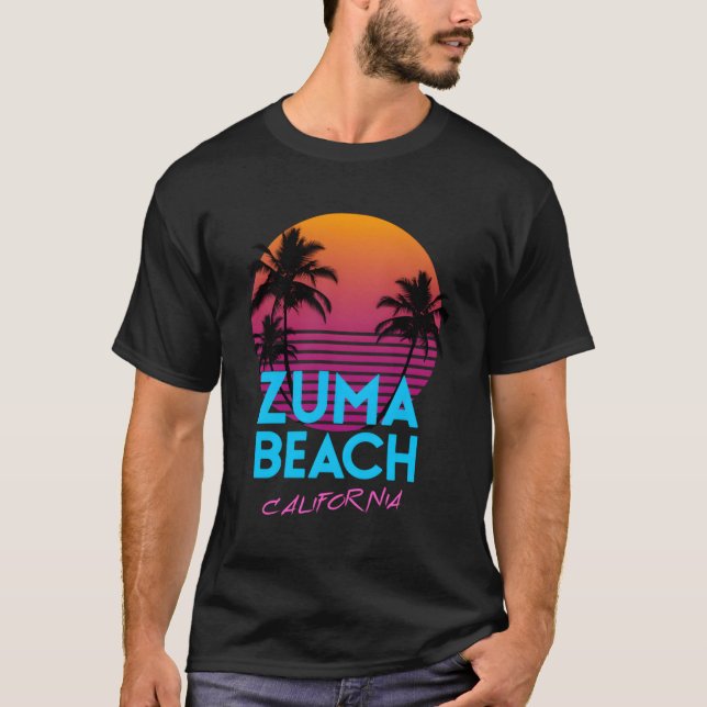 Zuma Beach California Retro Wave Hoodie T-Shirt (Front)